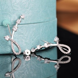 Yumilok 925 Sterling Silver & Cubic Zirconia Earrings, Music Note Ear Cuff, Hypoallergenic Ear Cuffs for Women & Girls