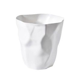 Ming Nordic Style Irregular Trash Can Modern Solid Color Plastic Garbage Rubbish Bin Food Waste Basket Basin Bucket Flower Pot Organizer Home Decor - Color: White