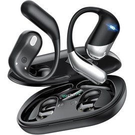 Paekole - Auriculares de traducción AI, conducción ósea sobre la oreja con gancho ergonómico para la oreja, auriculares Bluetooth 6.1 con pantalla digital, tiempo de reproducción de 60 horas, impermeable IP55, comodidad para ciclismo, correr, entrenamiento