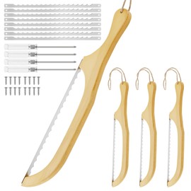 TMWEFUSC Sourdough Bread Cutter Slicer 4 Pack 15.7 Inch Bread Knife with 8 Replacement Blades Wooden Handle Premium Stainless Steel Bread Cutter for Baking Shop Store Home Bread (4)