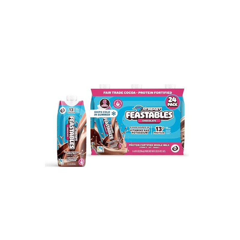 MrBeast Feastables Protein Chocolate Milk Drink, Shelf Stable, High Protein,