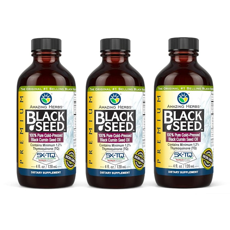 Amazing Herbs Premium Black Seed Oil - Gluten Free, Non