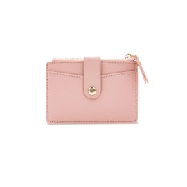 AfitLulu Women's Card Holder with 4 Card Slots and Coin Compartment with Zip, Women's Small Purse, Women's Slim Wallet for Credit Cards, Business Cards, Coins, pink, Modern