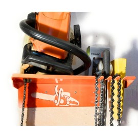 Chainsaw Shelf All-in-One Steel Hanger Rack Wall Hook Mount USA Compatible with Stihl Husqvarna Echo Jonsered Milwaukee Dewalt Tool Heavy Duty Garage Storage Holder Chain Saw Display