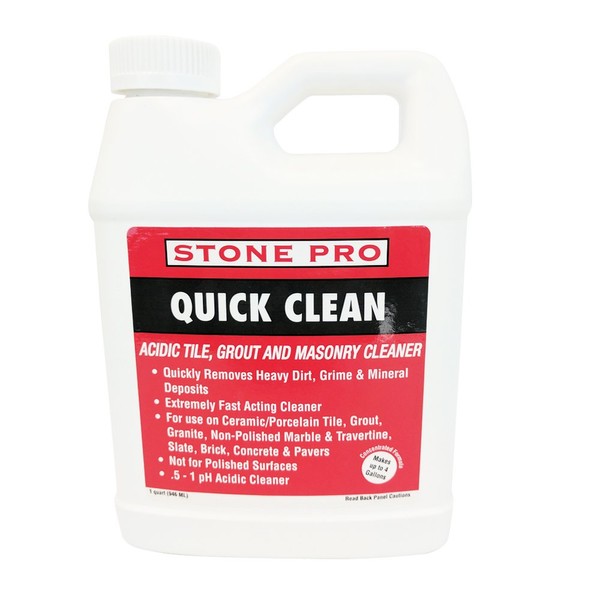 Stone Pro Quick Clean - Acidic Tile, Grout and Masonry Cleaner Concentrate - 1 Quart