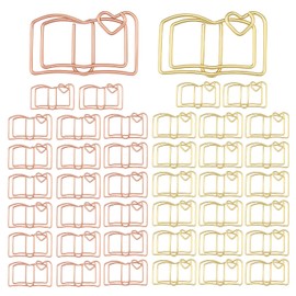 LIQWEI 40Pcs Book Clips, Rose Gold Fun Paper Clips, Shaped Paper Clip Funny Bookmarks Planner, Decorative Papers Clip to Hold Book Open for Fun Office Supplies School Gifts Wedding Decoration