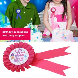 YINETTECH Pack of 2 Pink Birthday Girl Rosette Badge Birthday Award Ribbon Badge Pin Brooch Decorations for Children Girls Birthday Party Decoration Accessories 160 x 75 mm