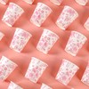 Elyxio 100Pcs Floral Paper Cups Pink Flowers Paper Cups 9oz