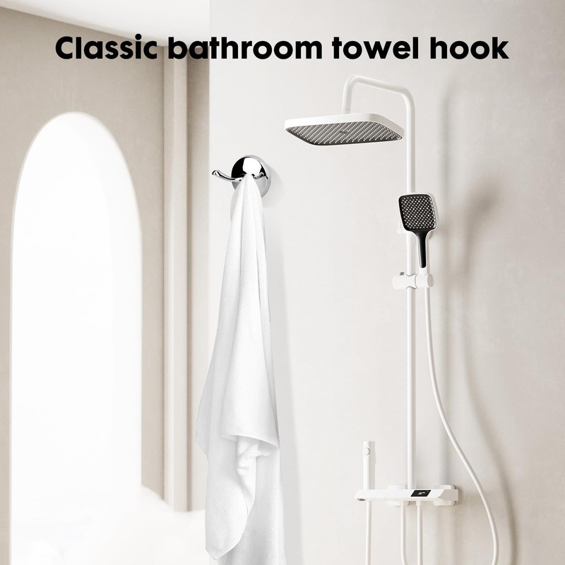 Ntipox Polished Chrome Towel Hooks Antique, 2 Pack Coat Robe