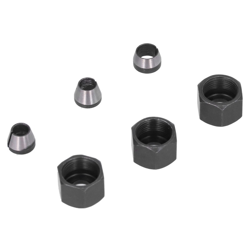 6Pcs Router Collet Adapter Carbon Steel 6mm 6.35mm 8mm Set