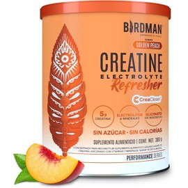 BIRDMAN Creatine Refresher Creatina Monohidratada con Electrolitos y Magnesio Sin Azúcar, Sin Calorías Vitaminas Sabor Durazno 30 Porciones 300g