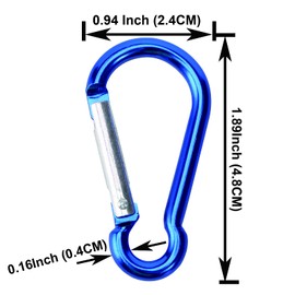 100pcs Small Spring-Loaded Gate Aluminum Carabiner Bulk Carabiner Spring Clip Hook Buckle Pack Spring Snap Key Chain for Outdoor, Camping, Hiking, Fishing, Traveling and Keychain, Blue