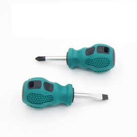 2-Piece Stubby Slotted and Phillips Screwdriver Set with Non-Slip Handle, 6 x 38 mm