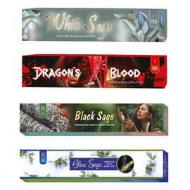 Soul Sticks Hand-Rolled Incense Sticks Variety 4 Pack | 100% Natural Masala Incense Organic Home Fragrance Agarbatti | 15 Grams Per Pack - 60 Grams Total (Sage Series)