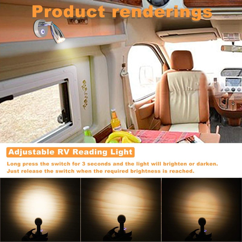 OPL5 RV 12V Warm White Reading Light with Touch Adjustable