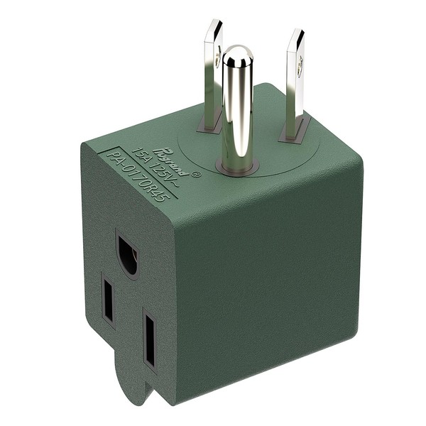 Plugrand 90 Degree Adapter Right Angle USA 3-Prong Male-Female Adapter,
