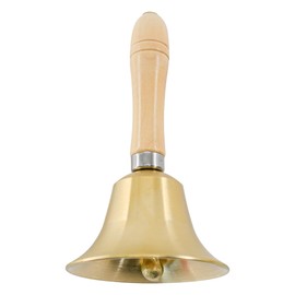 MrMrKura Super Loud Solid Brass Hand Call Bells with Wooden Handle for Church, Hotel, School, Service, Wedding (S)
