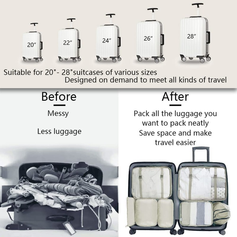 Packing Cubes, 9 Set Packing Cubes with Shoe Bag &