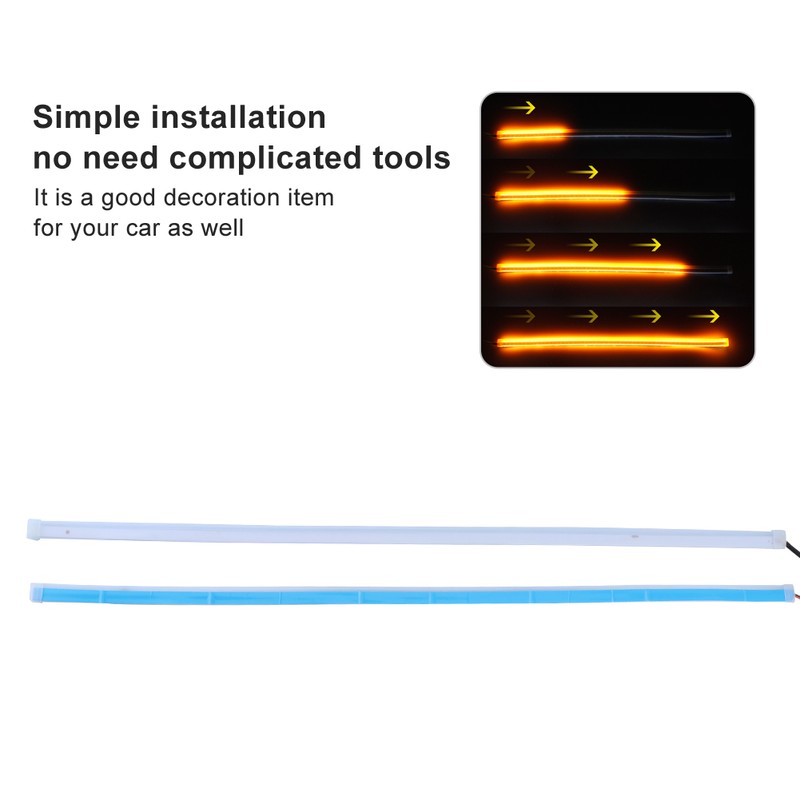 2Pcs LED Daytime Running Light Sequential Flexible Turn Signal Strip