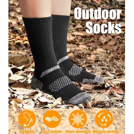 Juedverty Men's Cushioned Crew Work Socks,Moisture Wicking Athletic Boot Socks for Hiking Sports Running