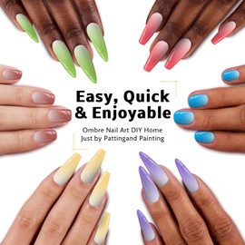 Karroy Karroy Sponge Pat Paint Nail Gel, Ombre Nails Gradient Gel Nail Blush Blooming Aura Nails Drawing Stripper Floral Painting DIY Nail Art, No Wipe, UV/LED Curing (16 Colors B)