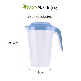 Eco 2L Semi Transparent Plastic Jug with Lid & Handle – Unbreakable Air Tight Plastic Jugs 2 Litre Ideal for Home, Kitchen & Outdoor Use | BPA-Free Juice Jug Pitcher with Lid (Blue)