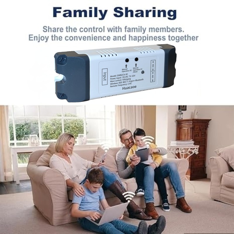 EweLink 2CH 7-32V WiFi RF Wireless Switching Relay,Point/Self-Locking Interlock Mode,App