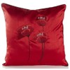 Poppies Red & Black Piped Faux Silk 18" Cushion Cover