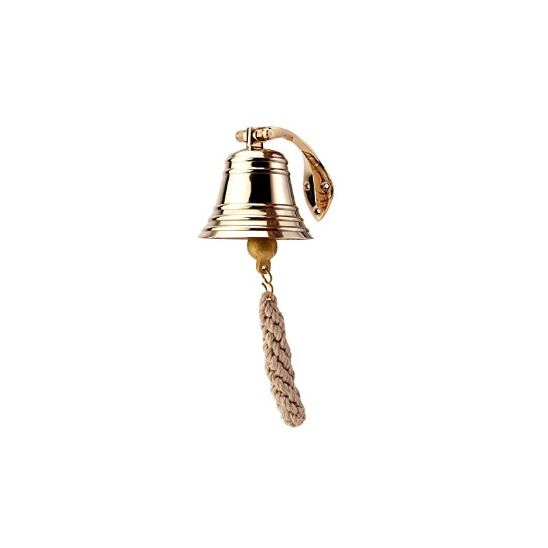 NKlaus 11572 Ship Bell Brass Gold with Wall Bracket and