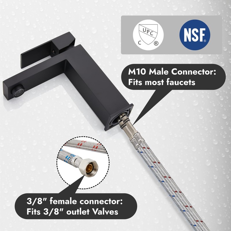 Midanya 24-Inch Long Faucet Water Supply Lines, Braided Stainless Steel