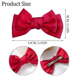 Pack of 3 Hair Bow Clips for Women, Large Satin Hair Bows, Long Tail, Crocodile Clips, Hair Clip, Fabric Hair Bow, Hair Clips with Bows, Elegant Hair Accessories for Girls, Children