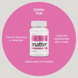 MATTER SMART NUTRIENTS - Diaria Fem Multivitamnico y Multimineral para Mujeres 23 Vitaminas y Minerales Quelados de Alta Absorcin 60 Cpsulas Vegetales