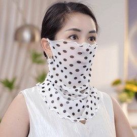 Korean Style UV Protection Mask Veil Scarf for Full Face and Ear Protection, Hanging Fashion Gauze, Women's Free Size [Stretch]/Leopard Print - Hanging Ear Veil 10ea