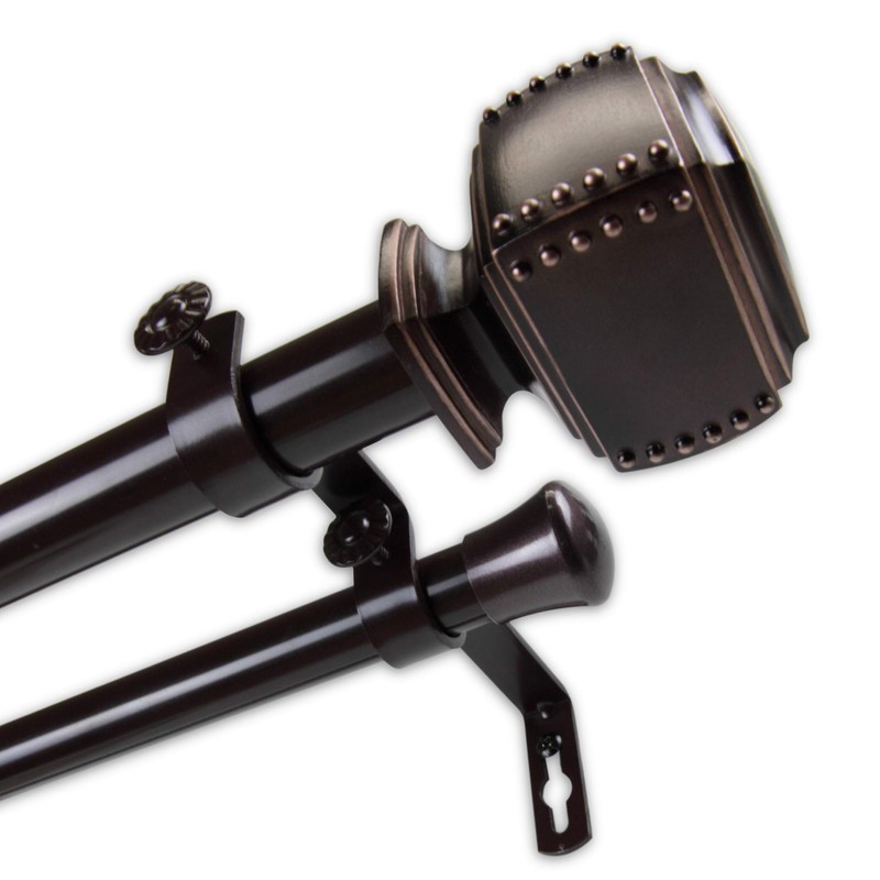 Rod Desyne 1" Bennett Double Curtain Rod, 48-84", Bronze