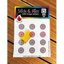 Color Change Bullseye Toilet Target Stickers with Applicator Tool for Potty Training & Toilet Training. Color Changing When Wee Hits The Target, Then Returns to Normal When Toilet is Flushed.