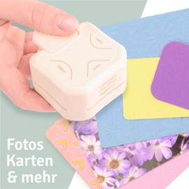 Vaessen Creative Vaessen Creative 2137-037 3 in 1 Eckenstanzer, Eckenabrunder aus Metall und Plastik, zum Basteln mit Papier, Karten Gestalten und Scrapbooking, Kunststoff Legierter Stahl, Crème, 14/17 / 20 mm