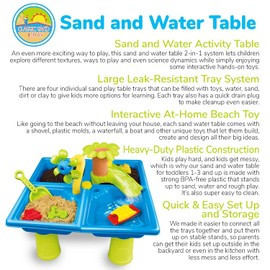 CLASSIC SAND & PLAY Sand and Water Table for Kids, 24 Pc Set, Fun Activity Center for Toddlers with Plastic Molds, Shovel, Waterfall, and Leak-Free Tray, Hands-On Early Learning Toy