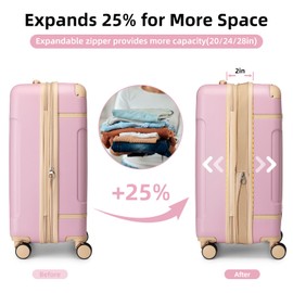 LARVENDER Luggage Sets 3 Piece Expandable Carry on Luggage 22x14x9 Airline Approved Hardshell Suitcase with Wheels TSA Lock, Lightweight Suitcase Set for Women with Travel Backpack, Pink