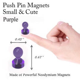 MHDMAG Magnetic Push Pins Powerful Push Pin Magnets for Fridge Whiteboards Calendars Maps in School & Office Pack of 32,Purple