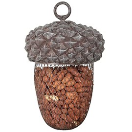 Dehner Natura Wild Bird Feeder Acorn Hanging Approx. 14 x 14 x 22 cm Polyresin/Metal Grey