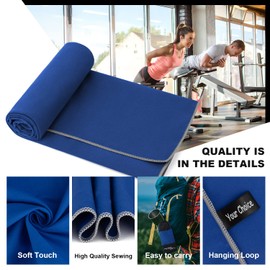 Your Choice 2 Pack Microfiber Travel Towel (24x48 and 12x24 inch) Quick Dry Towel for Camping Gym Workout Hiking Backpacking Sports. Super Absorbent, Lightweight, Ultra Compact (Large/Dark Blue)