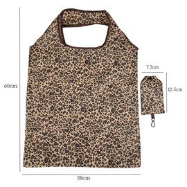 FAVORTALK Lightweight Foldable Reusable Shopping Bag - 3 Pcs Leopard Print Washable Lightweight Grocery Bags for Travel Camping D8514