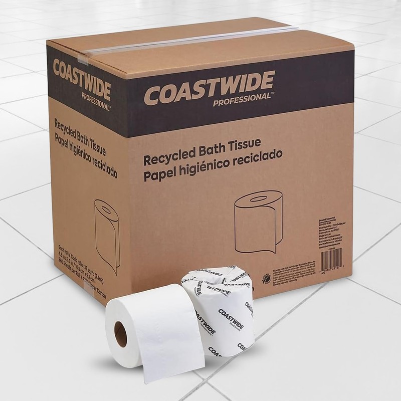 COASTWIDE 2-Ply Toilet Paper, 100% Recycled Individually Wrapped, 350-Sheets Per