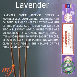 Original Satya Nag Champa Lavender Incense Sticks | with M&J incense sticks holder | x4 pack | for Aromatherapy, Spa, Yoga, Weddings, Meditation, Healing, Positivity and Relaxation