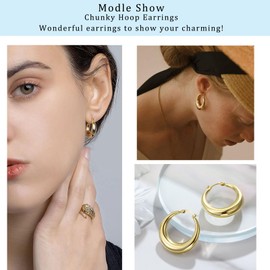 Earrings Silver / Gold Hoop Earrings 925 Silver Small Chunky for Women Girls Diameter: 18 mm, 20 mm, Silver