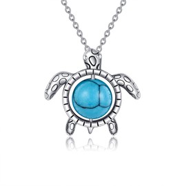 UCADRIT Fidget Necklace Sterling Silver Turtle Fidget Necklace Fidget Jewelry Sea Turtle Gifts for Women