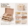 White Leather Jewelry Storage Box with Three Layers and Removable