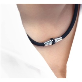 FUANNA Magnetic Necklace Ball Shaped Necklace Magnetic Titanium Necklace Design Magnetic Necklace Fashion Sports Business Unisex Necklace for Men (Black + Black 17.7 inches (45 cm)