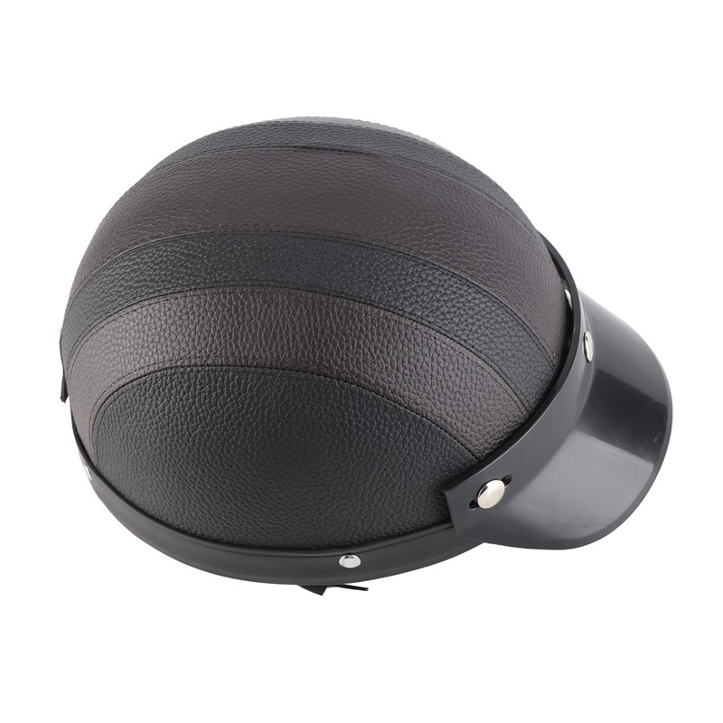 Half Helmet Breathable Sun Blocking Retro Safe PU Leather Motorcycle