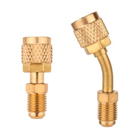 NQEUEPN Straight Adapter & Angled Adapter, R410A Adapter Mini Split Adapter 5/16" Female to 1/4" Male Flare Charging Vacuum Port Adapter for Air Conditioner